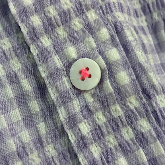 Free People Lavender Checkered Seersucker Oversized Button Down Shirt, Medium - Picture 7 of 8